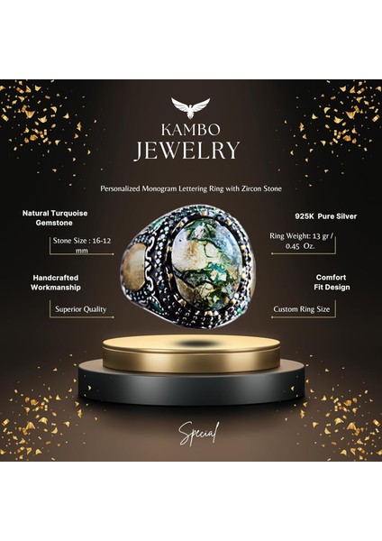 Doğal Arizona Turkuaz Taş Yüzük, Minimalist Yüzük, 925 Ayar Gümüş Erkek Yüzük (Model-9) fiyatları