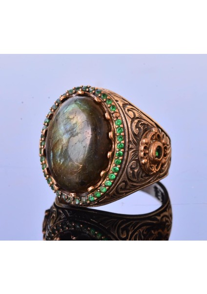 Labradorit Taş Yüzük, 11.10 Karat, Gümüş Kral Yüzük, 925 Ayar Gümüş Yüzük modelleri