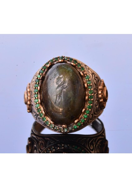 Labradorit Taş Yüzük, 11.10 Karat, Gümüş Kral Yüzük, 925 Ayar Gümüş Yüzük indirimleri