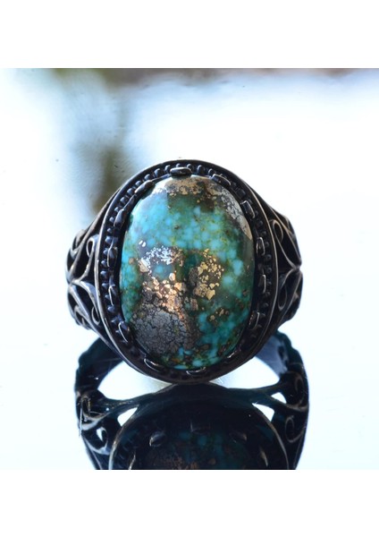 Doğal Arizona Turkuaz Taşlı 925 Ayar Gümüş Erkek Yüzük - Günlük Kullanım ve Özel Günler Için Ideal (Model-4) indirimleri
