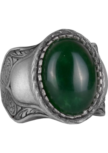 Doğal Taş Yüzük, 925 Ayar Gümüş Yüzük, (Jade)