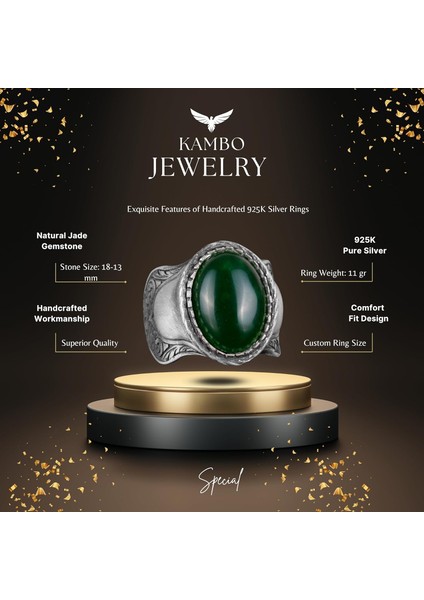 Doğal Taş Yüzük, 925 Ayar Gümüş Yüzük, (Jade) fiyatları
