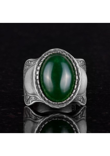 Doğal Taş Yüzük, 925 Ayar Gümüş Yüzük, (Jade) fırsatları