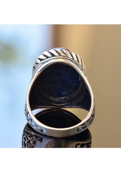 Lapis Lazuli Taşı, El Yapımı Yüzük, Gümüş Erkek Yüzüğü indirimleri