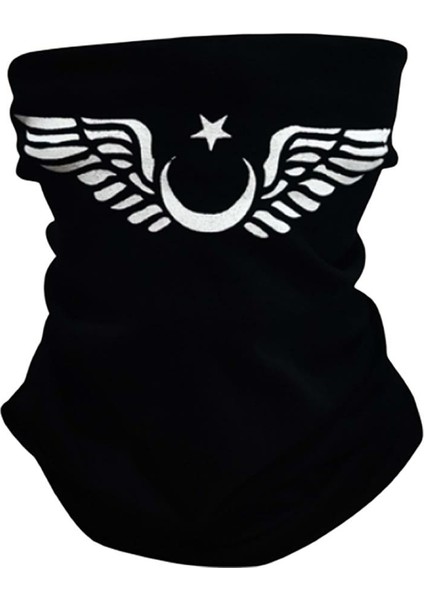 Buff ( Bandana) Yüz Maskesi Ayyıldız Baskılı Siyah