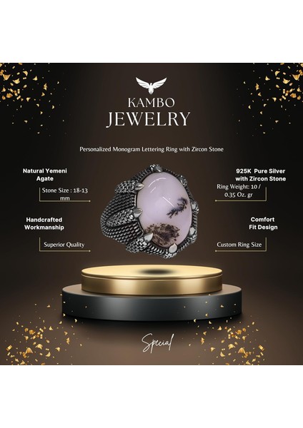 925 Ayar Gümüş Erkek Yüzük - Yemen Akik - Kartal Pençesi Tasarımı - El Yapımı Takı fiyatları