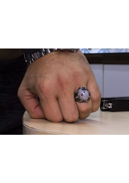 925 Ayar Gümüş Erkek Yüzük - Yemen Akik - Kartal Pençesi Tasarımı - El Yapımı Takı fırsatları