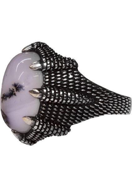 925 Ayar Gümüş Erkek Yüzük - Yemen Akik - Kartal Pençesi Tasarımı - El Yapımı Takı indirimleri