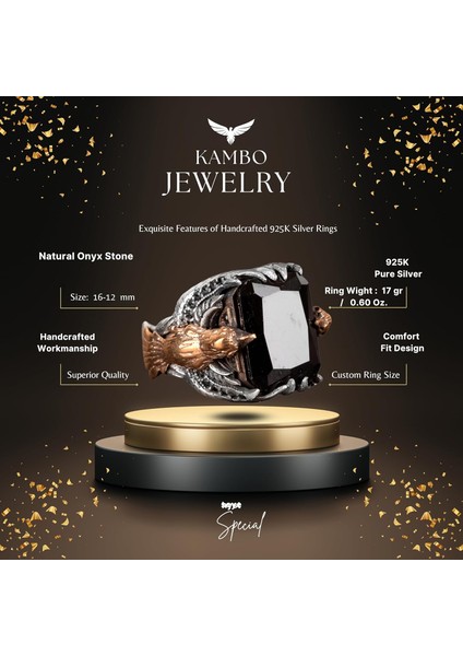 Doğal Obsidiyen Taş Yüzük, 925 Ayar Gümüş Yüzük, Kuş Yüzüğü fiyatları