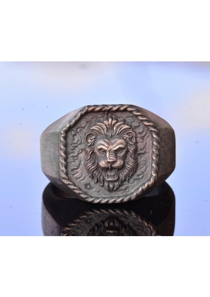 El Yapımı 925 Ayar Gümüş Erkek Aslan Yüzüğü - Gücün ve Cesaretin Sembolü modelleri