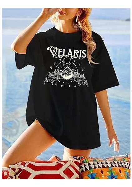 Bisiklet Yaka Baskılı T-Shirt - Siyah