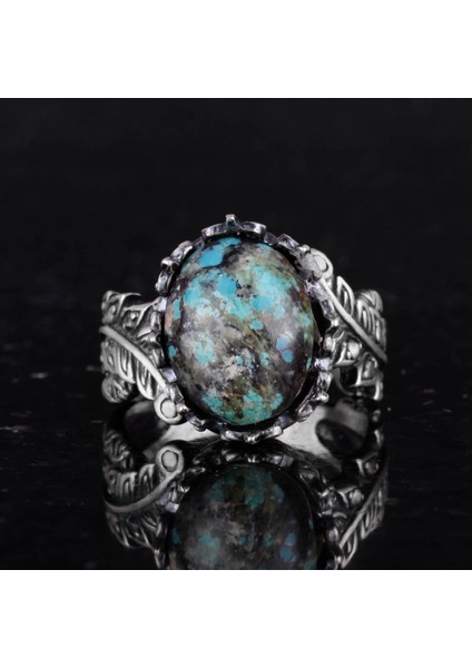 Doğal Arizona Turkuaz Taşlı Yüzük, 925 Ayar Gümüş Yüzük, Minimalist El Yapımı Yüzük (Model-16) fırsatları