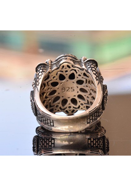 Erkekler Için Lüks 925 Ayar Gümüş Yüzük - Yakut Taşlı - Zarif ve Görkemli Tasarım indirimleri