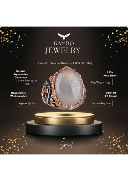 Denizci Çapa Gümüş Yüzük, Doğal Taş Yüzük, 925 Ayar Gümüş Yüzük (Akuamarin) fiyatları