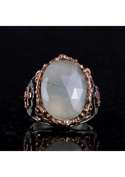 Denizci Çapa Gümüş Yüzük, Doğal Taş Yüzük, 925 Ayar Gümüş Yüzük (Akuamarin) fırsatları