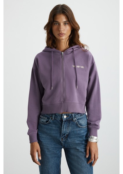 Jewel Kadın 3 Iplik Şardonlu Mor Sweatshirt modelleri