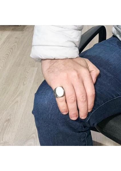 Doğal Inci Taşlı Yüzük - 925 Ayar Gümüş Yüzük Erkekler Için, Farklı Yüzük