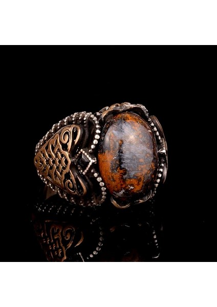 Erkekler Için Yeşil Turkuaz Taş Yüzük, 925 Ayar Gümüş ile Vintage Orta Doğu Tasarımı (Model-6) modelleri