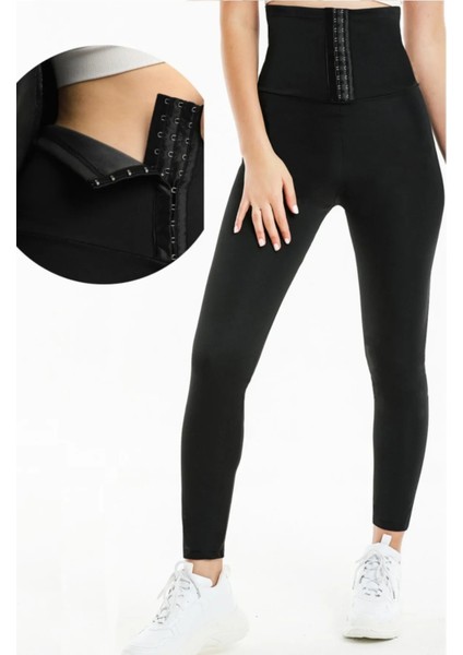 Sauna-Tayt Model Yüksek Bel Agraflı Sauna Termal Tayt Korse