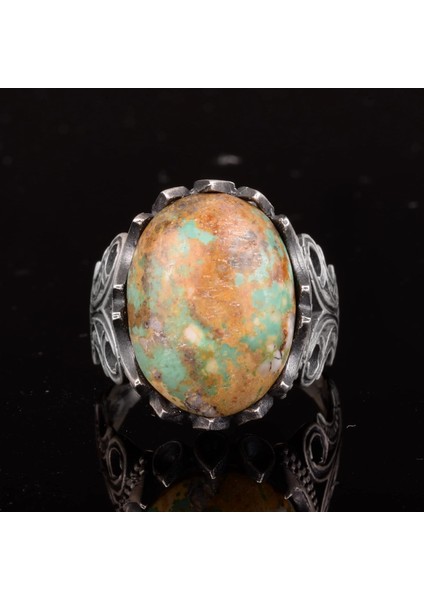 Doğal Arizona Turkuaz Taş Yüzük, El Yapımı Takı, 925 Ayar Gümüş Yüzük (Stil-3) modelleri