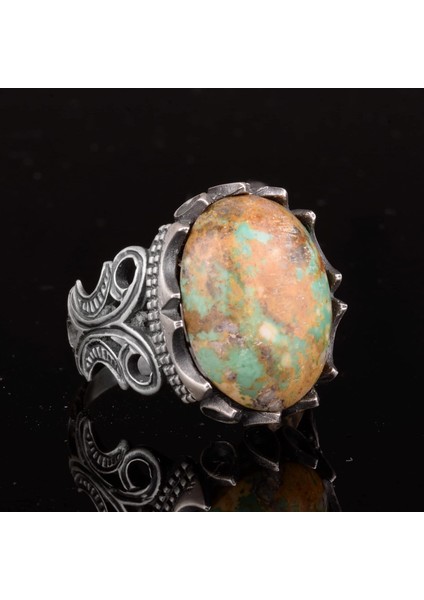 Doğal Arizona Turkuaz Taş Yüzük, El Yapımı Takı, 925 Ayar Gümüş Yüzük (Stil-3) fırsatları