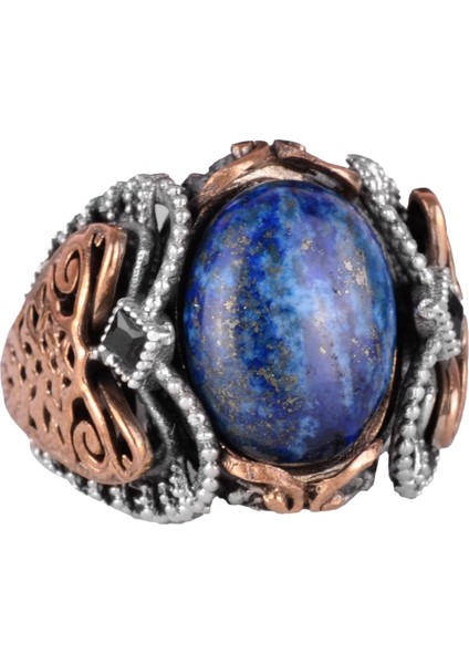 925K Katı Gümüş Erkek Yüzük, Doğal Lapis Lazuli Taş Yüzük, Bilgelik ve Tasarımı