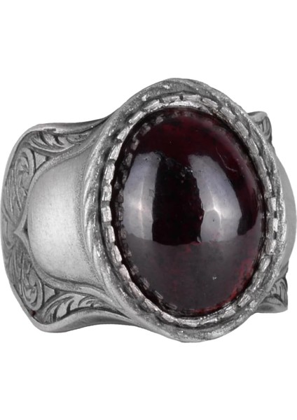Doğal Taş Yüzük, 925 Ayar Gümüş Yüzük, Cabochon Garnet