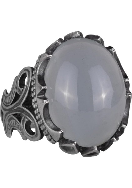 925 Ayar Katı Gümüş Erkek Yüzük - Doğal Taş Seçeneği ile El Yapımı Tasarım (Cabochon Akuamarin)