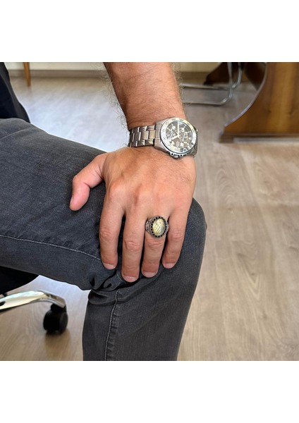 Doğal Taş Yüzük - El Yapımı Şahin Yüzük - 925 Ayar Gümüş Rutilated Kuvars Yüzük modelleri