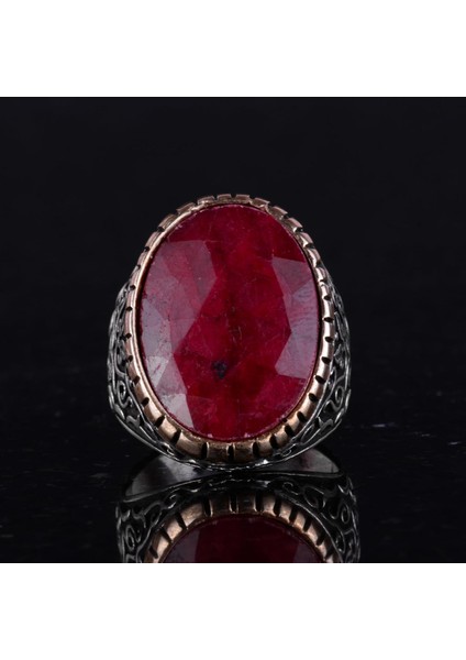 Doğal Yakut Taşlı Yüzük, 925 Ayar Katı Gümüş Yüzük Erkekler Için, Büyük Yüzük modelleri