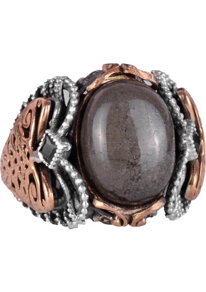 Doğal Pirit Taşlı Yüzük, 925 Ayar Katı Gümüş Erkek Yüzük, Refah Manifestasyonu Tasarımı