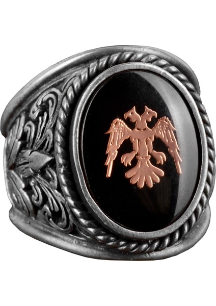 Iki Başlı Kartal Yüzüğü, 925 Ayar Gümüş Yüzük, Erkek Yüzüğü, El Yapımı Yüzük, Kartal Yüzüğü