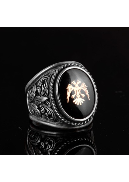 Iki Başlı Kartal Yüzüğü, 925 Ayar Gümüş Yüzük, Erkek Yüzüğü, El Yapımı Yüzük, Kartal Yüzüğü fırsatları