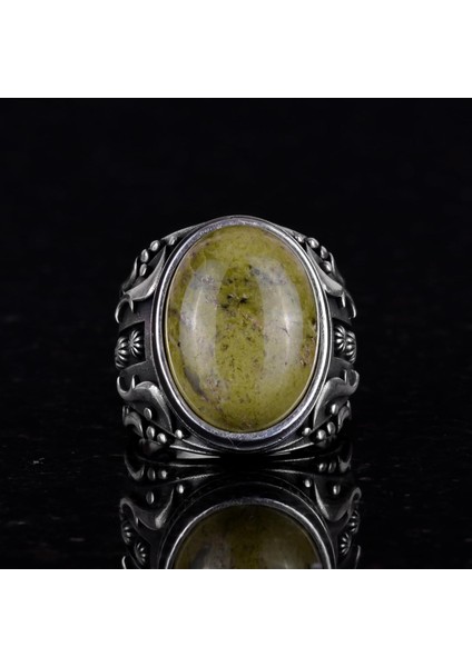 El Yapımı 925K Katı Sterlin Gümüş Erkek Yüzük, Doğal Unakite Taşı Yüzük, Sanatsal Tasarım fırsatları