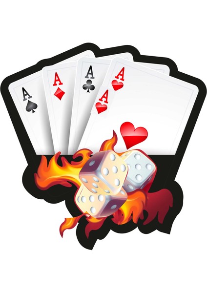5 Adet 10X10 cm Poker Kağıdı ve Zarlar Sticker Laptop Kask Araba Motor Defter Sticker