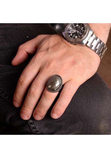 925 Ayar Gümüş Yüzük, Erkek Yüzüğü, Doğal Pirita Taşı Yüzük, El Yapımı Yüzük modelleri