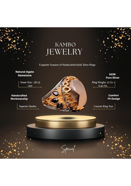 Erkekler Için Gümüş Yüzük - Doğal Yemen Akik Taşı fiyatları