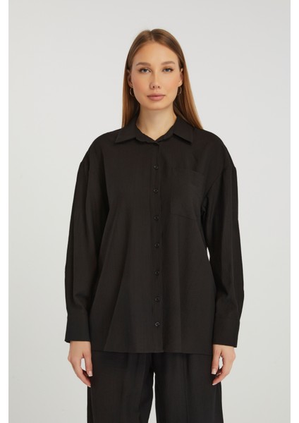 Kadın Siyah Casual Oversize/geniş Kalıp Gömlek modelleri