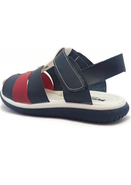 Şirin Genç Ortopedik Taban Lacivert-Beyaz Renk Kafes Model Cırtlı Erkek Çocuk Sandalet fırsatları