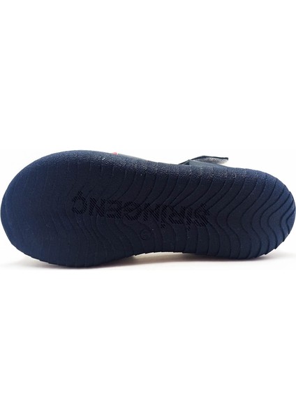 Şirin Genç Ortopedik Taban Lacivert-Beyaz Renk Kafes Model Cırtlı Erkek Çocuk Sandalet indirimleri