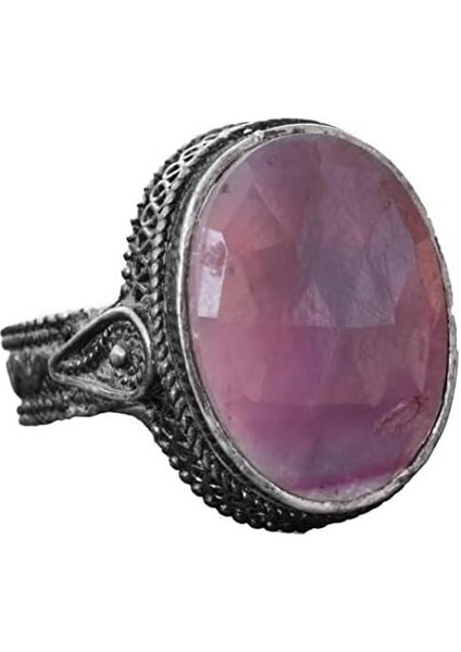 Doğal Pembe Safir Taşlı El Yapımı Yüzük, Sterlin Gümüş Erkek Yüzüğü - Olgun Bireyler Için Minimalist Tasarım, Aşk ve Bilgelik Sembolü