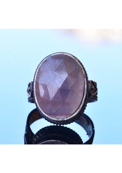 Doğal Pembe Safir Taşlı El Yapımı Yüzük, Sterlin Gümüş Erkek Yüzüğü - Olgun Bireyler Için Minimalist Tasarım, Aşk ve Bilgelik Sembolü modelleri