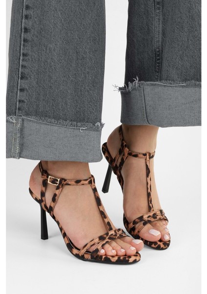 Kadın Pace Leopar Saten Topuklu Ayakkabı