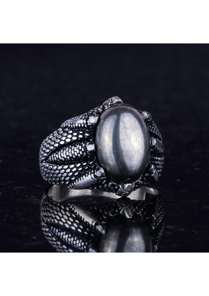 925 Ayar Gümüş Pençe Yüzük ile Doğal Pirita Taşı – El Yapımı Yüzük ile Aslan Zenginliği ve Koruma indirimleri