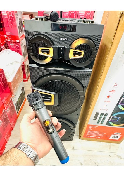 SP2211 Bluetooth,usb,aux In, X-Bass, Eq,tws, LED Rgb, 2 Wireless Mic, 15 "*2+8'' ,120W ,130X45X40 cm
