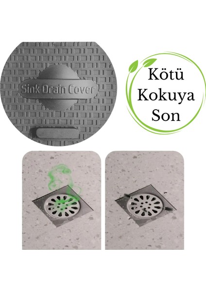 Lavabo Kötü Koku Giderici Önleyici Silikon Mat Sızdırmaz Lavabo Tıkacı Lavabo Tıpası Evye Kapağı Gri