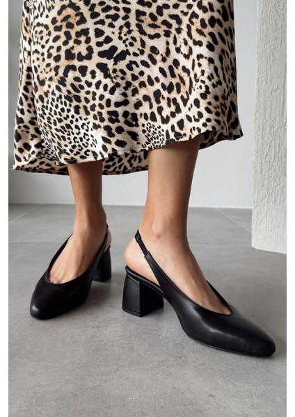 Diana Siyah Hakiki Deri Topuklu Ayakkabı modelleri