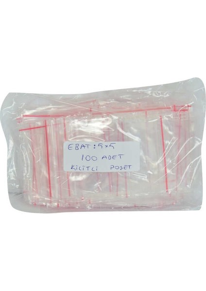Kilitli Naylon Torba Poşet 5x5 cm Şeffaf 100 Adet 1 Paket