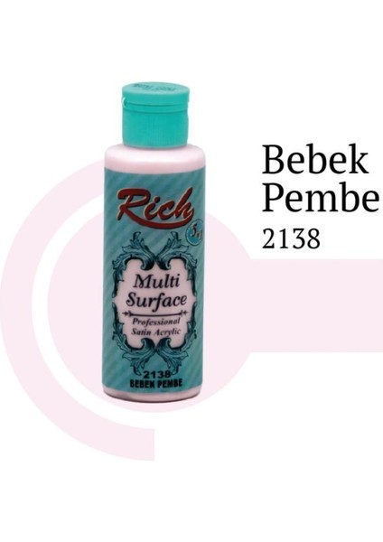 Rich Multi Surface 2138 Bebek Pembe Akrilik Boya 120 cc