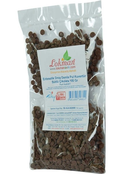 Sütlü Çikolata Eritmelik Drop Damla Pul Kuvertür 100 gr Paket